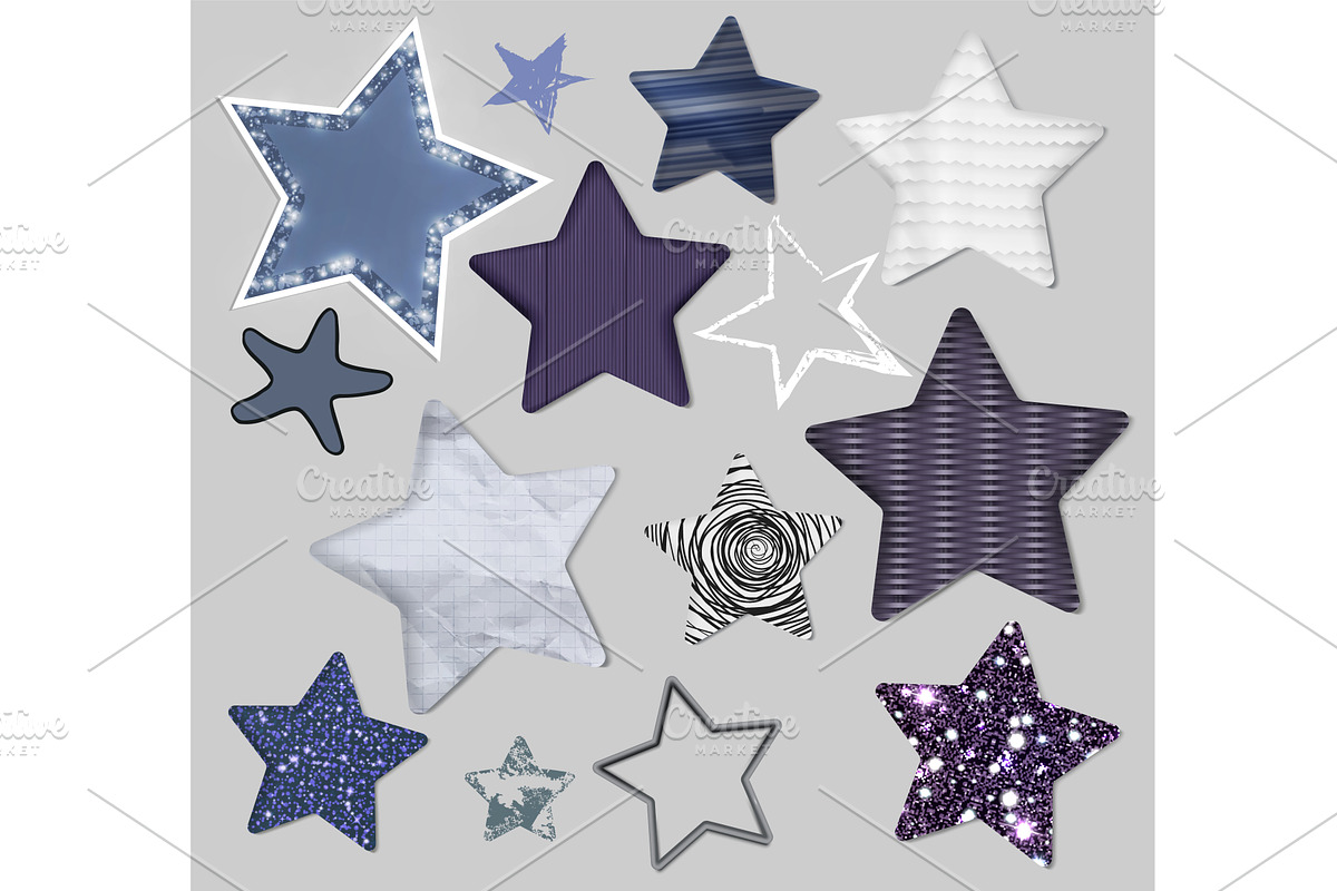 Different texture star patches set, an Illustration by art PVP - market