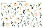 Watercolor Beige Flowers & Leaves, a Decorative Illustration by GraphicsDish (Thumbnail 2 of 5)