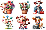 Funny Sketch Quirky Cows Clipart, an Illustration by Watercolor design (Thumbnail 3 of 4)