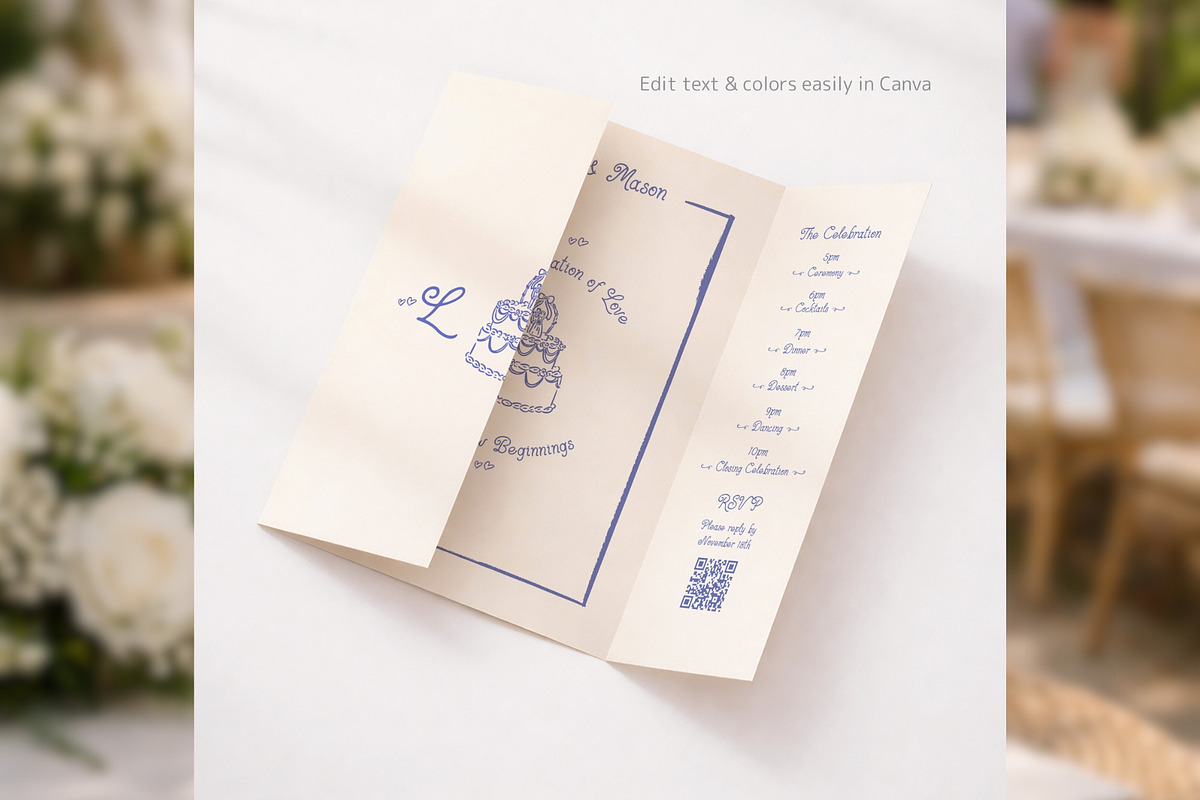 Gatefold Wedding Invite bd002, an Invitation Template by TyphoonStudio (Photo 5 of 9)