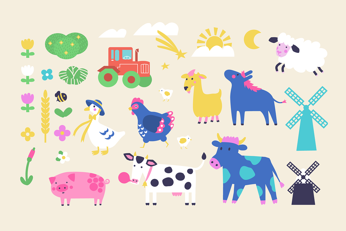 Cute Farm. Prints and patterns set, an Animal Illustration by Oliana Moroz (Photo 18 of 21)