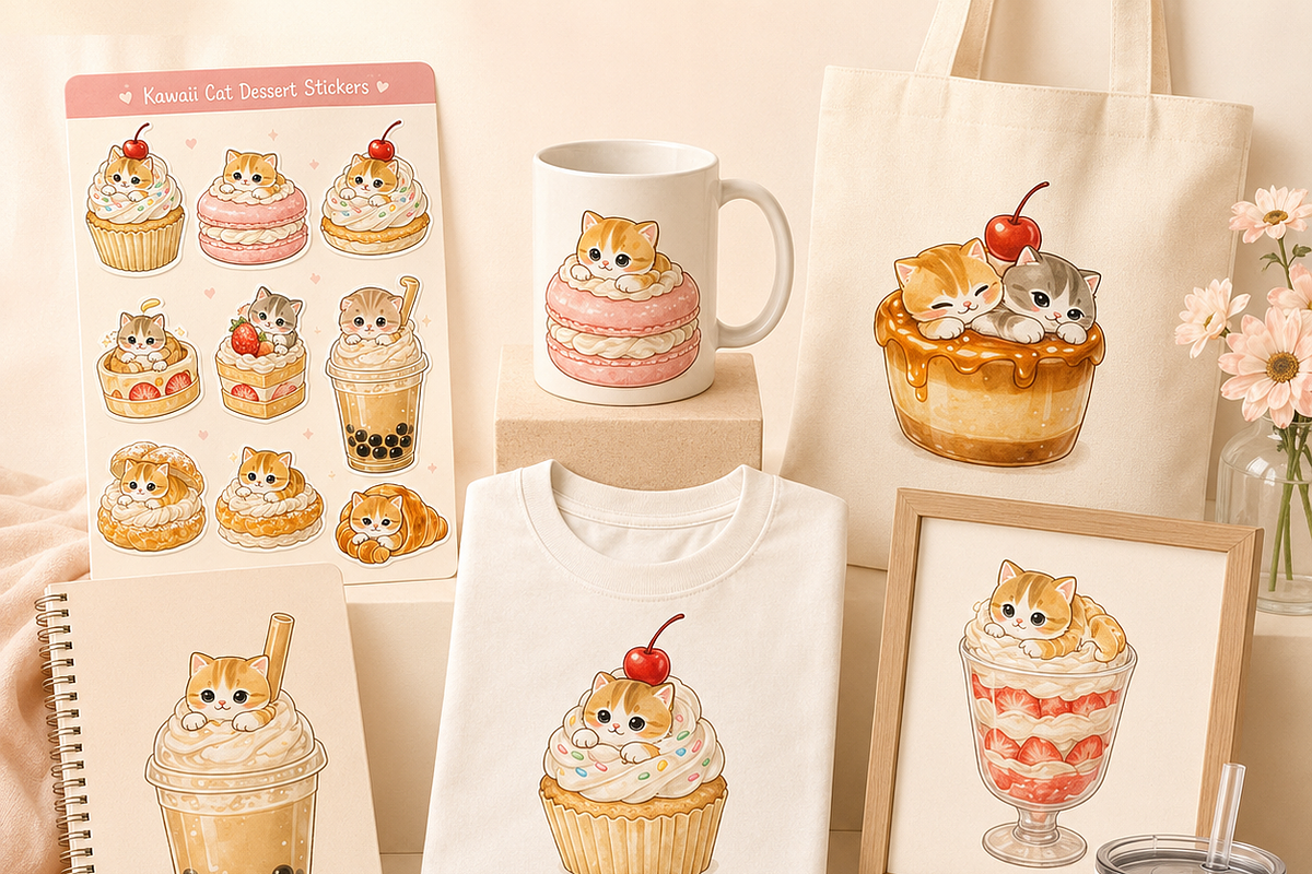 Kawai cat clipart bundle, an Object Illustration by HeavensStar (Photo 8 of 9)
