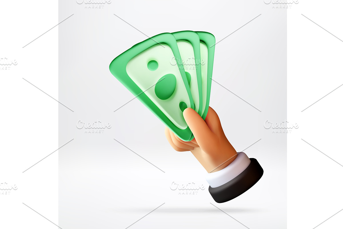 Hand holding green paper money, a Finance Illustration by Abscent