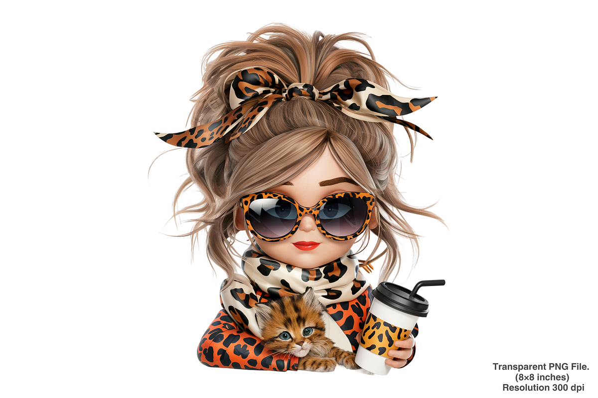 Girl Leopard Bow Clipart PNG Bundle, a Graphic by Clipart Bloom (Photo 5 of 12)