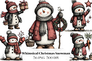 Whimsical Christmas Snowman Clipart, an Illustration by CraftArtStudio (Thumbnail 1 of 6)