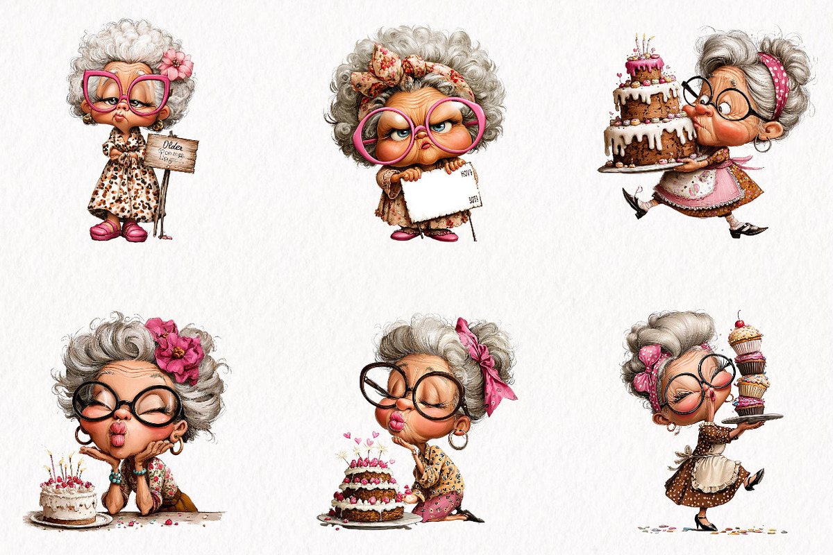 Sassy Grandma Birthday Clipart, a Person Illustration by fashionaddict (Photo 4 of 7)