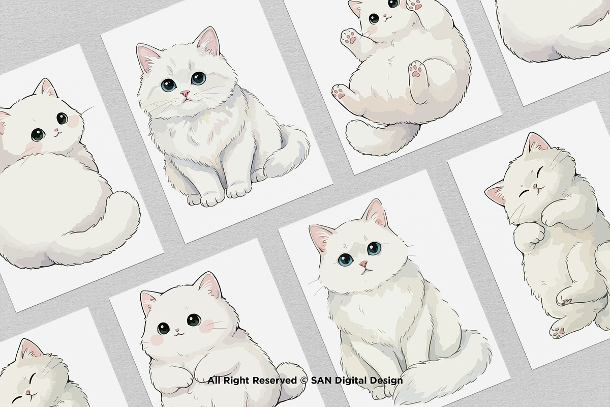 15 Bundle Watercolor Big Cat White, an Animal Illustration by Morspective (Photo 3 of 8)