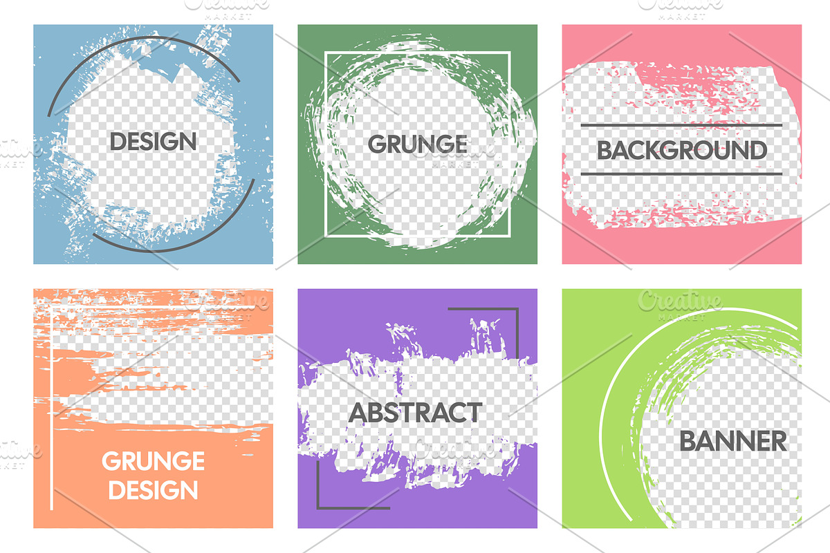 Square grunge banner templates, a Texture Illustration by winwin.art