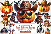 Retro Halloween Western Clipart, an Illustration by RobertsArt (Thumbnail 1 of 7)