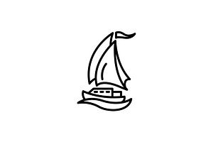 yacht linear vector icon. sail yacht