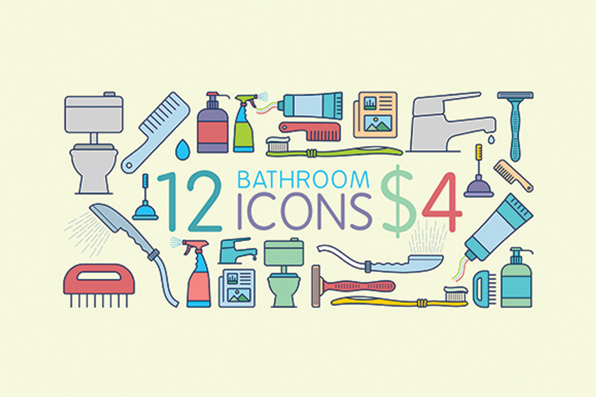 Flat Bathroom Icon Set, an Icon by Babic Goran (Photo 1 of 2)