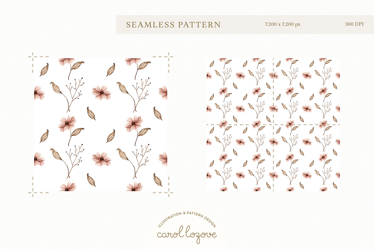 Watercolor Boho Fall Dusty Rose Set, a Decorative Illustration by Carol Lozove (Photo 57 of 74)