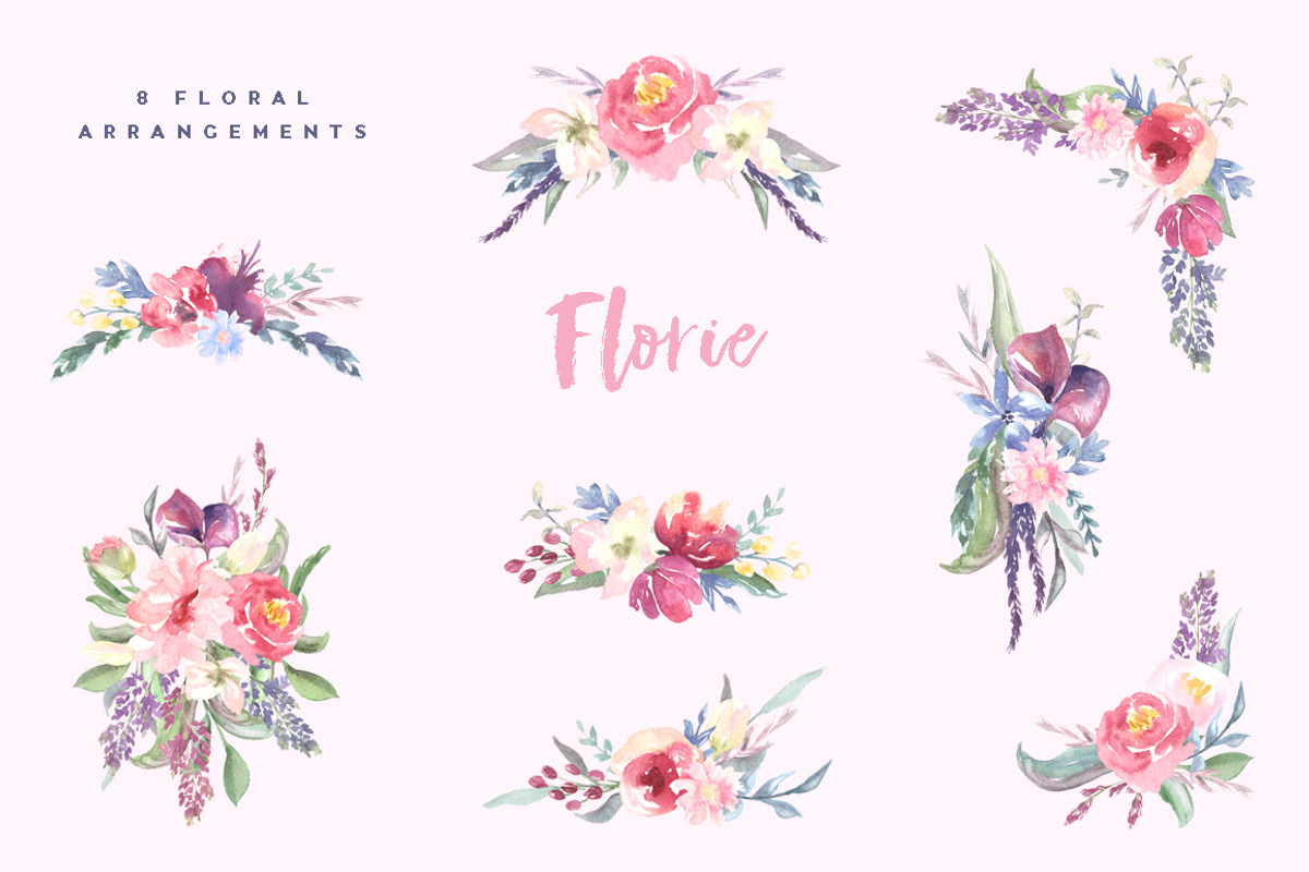 Florie Watercolor Design Kit, an Illustration by KitsPix (Photo 3 of 11)