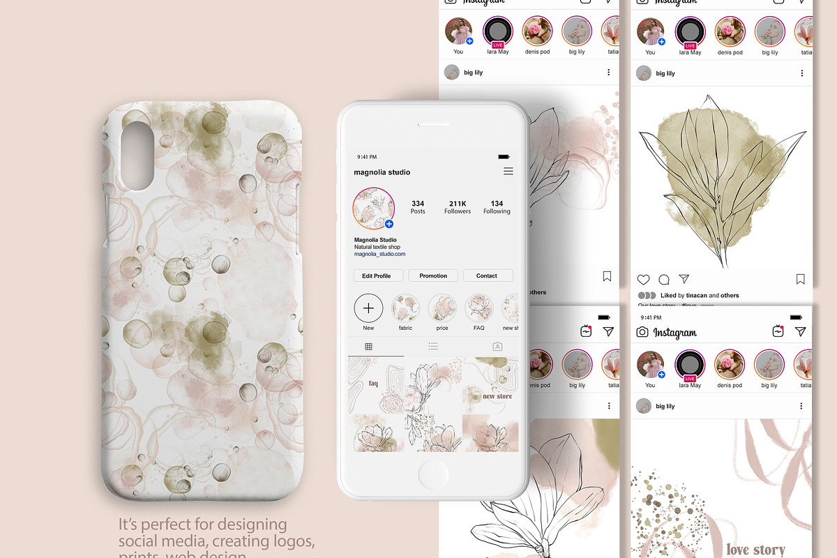 Magnolia Line Art collection, a Texture Illustration by Tiana Geo (Photo 11 of 16)
