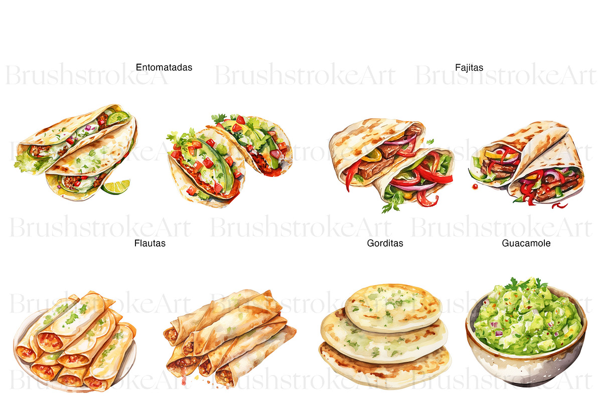 Mexican Food Clipart, Tacos, Nachos, a Food Illustration by BrushstrokeArtGB (Photo 3 of 9)