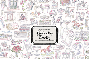 Derby Horse Race Clipart Doodle Set, an Object Illustration by The October Creative