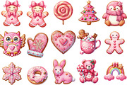 Watercolor Pink Gingerbread Clipart, an Illustration by Designking (Thumbnail 3 of 5)