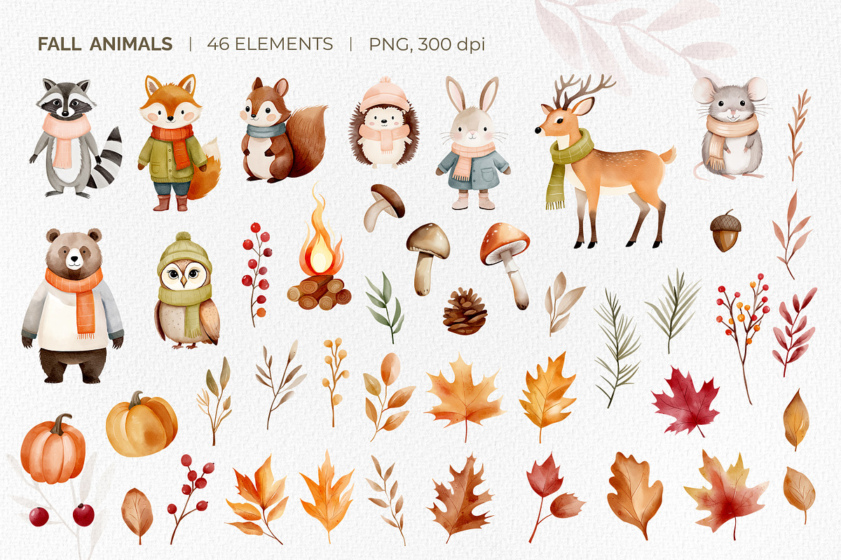 Watercolor animals. Autumn woodland, an Illustration by Hanna's ArtLab (Photo 3 of 5)