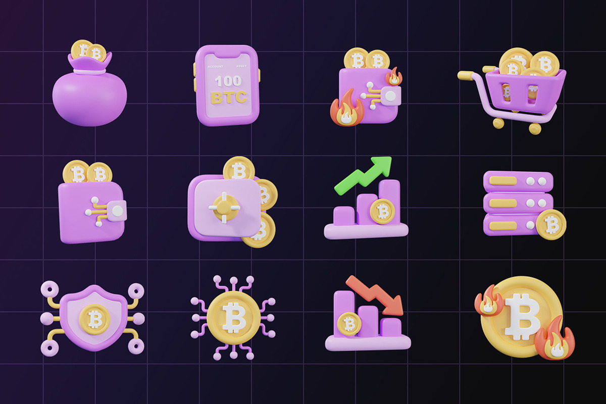 3D Bitcoin Icon Pack, an Object Graphic by Artnivora.Std (Photo 3 of 4)