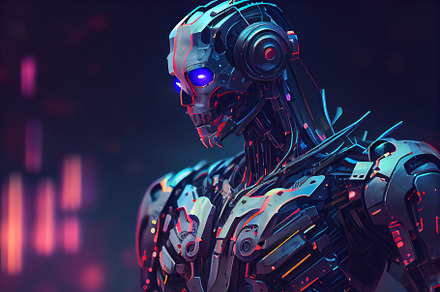 bright colorful cyborg