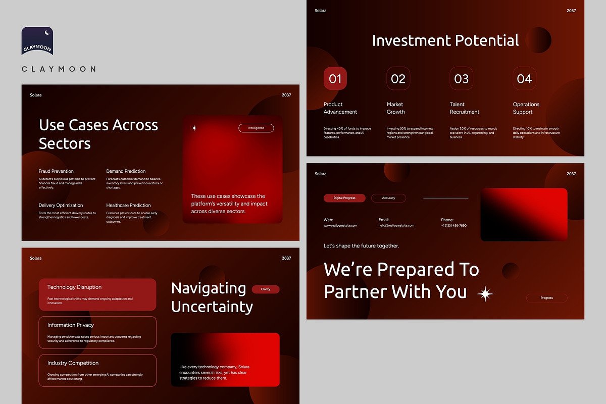 Solara AI Company Pitch Deck, a Presentation Template by Claymoon Lab (Photo 6 of 6)