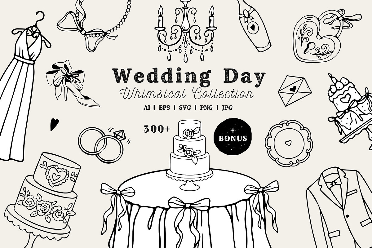Wedding Line Art Vector Set, an Object Illustration by VerAna (Photo 1 of 18)