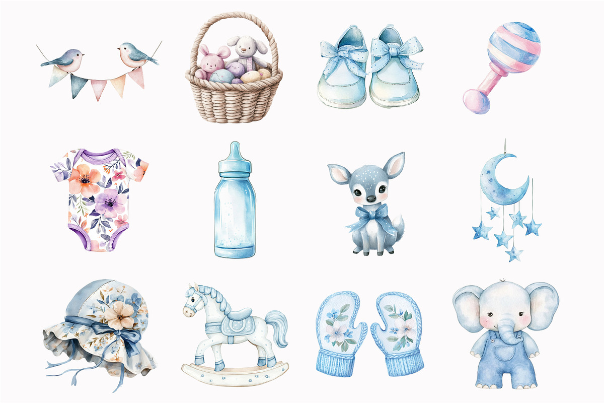 Watercolor French Nursery Clipart, an Illustration by Design Market (Photo 2 of 4)