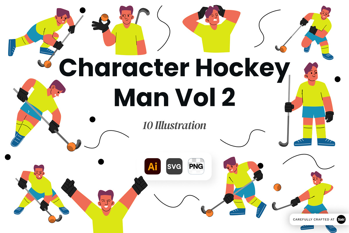 Character Hockey Man Vol 2 Doodle, a Sport Illustration by SLAB! Design (Photo 1 of 3)