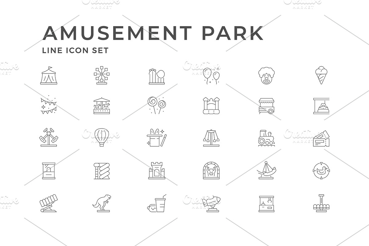 Set line icons of amusement park, an Outline Icon by motorama (Photo 2 of 2)