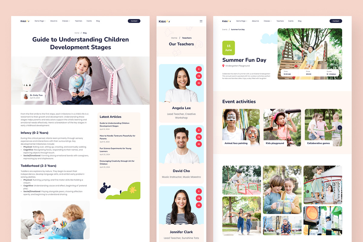 Kidztar - Kindergarten School Framer, a Websites & App Template by peterdraw (Photo 6 of 7)