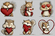 Whimsical Valentine Squirrel Clipart, an Animal Illustration by Sublimation Artist (Thumbnail 4 of 6)