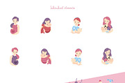 Mom and baby - pattern & cliparts, a Healthcare Illustration by Brzozowska (Thumbnail 6 of 9)