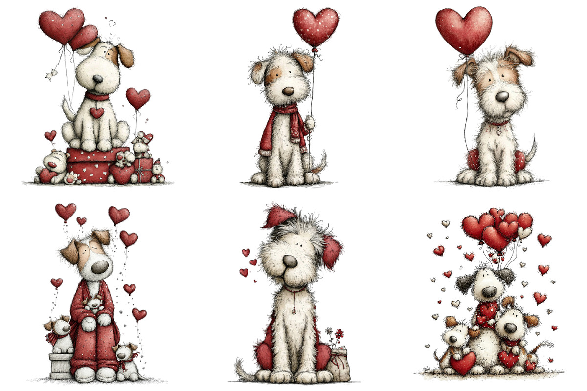 Quirky Valentines Dogs Clipart, a Graphic by CitraGraphics (Photo 5 of 5)