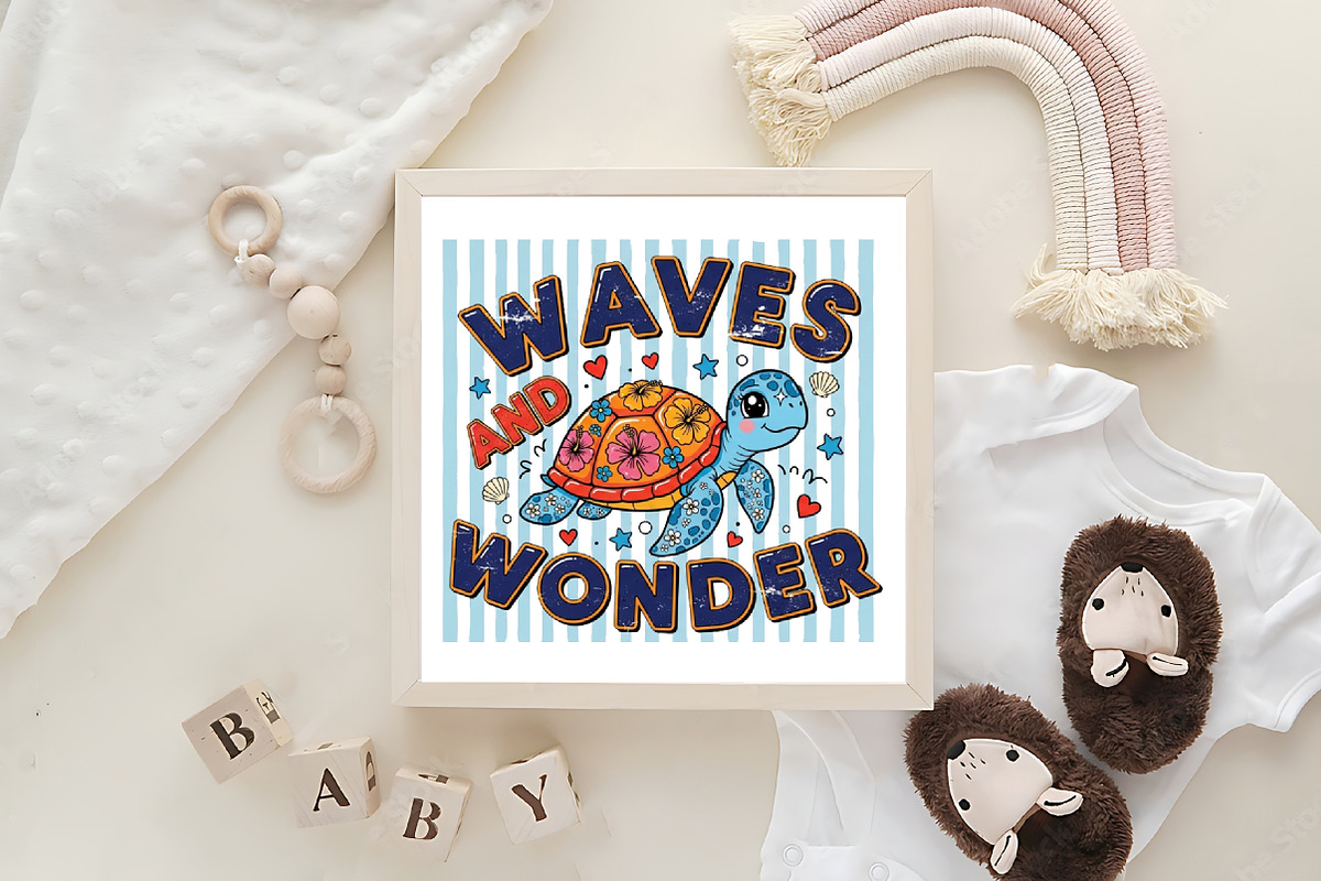 Waves and Wonder Turtle Summer PNG, an Illustration by CraftArtStudio (Photo 4 of 4)