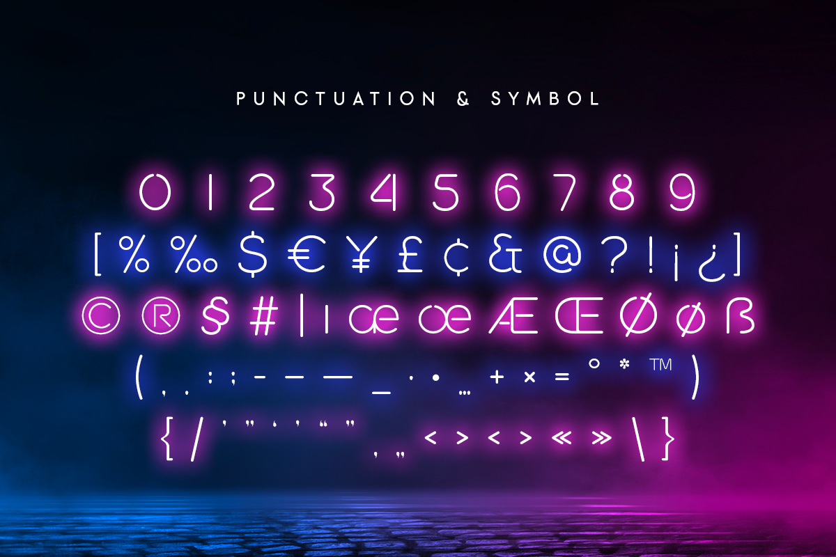 Newon - Modern Neon Light Font, a Sans Serif Font by Hamz Studio (Photo 2 of 16)