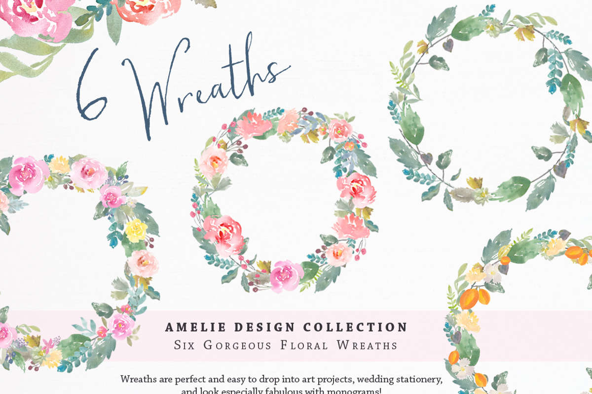 Amelie Watercolor Flower Clipart, an Illustration by Emerald & Ivy Studios (Photo 3 of 5)