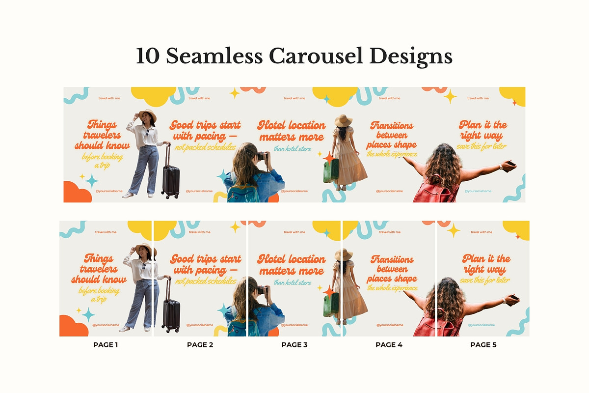 Retro Travel Instagram Carousels, a Social Media Template by Anna Design Studio (Photo 3 of 13)