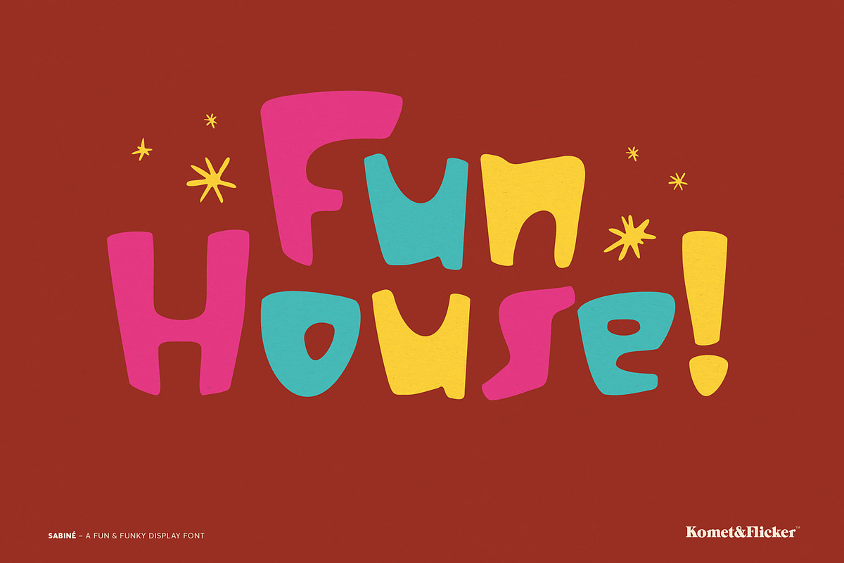 Sabiné - A Fun & Funky Display Font, a Sans Serif Font by Komet & Flicker (Photo 5 of 12)