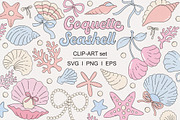 Coquette Sea shells clipart set, a Seasonal Illustration by @olga.angelloz (Thumbnail 1 of 2)
