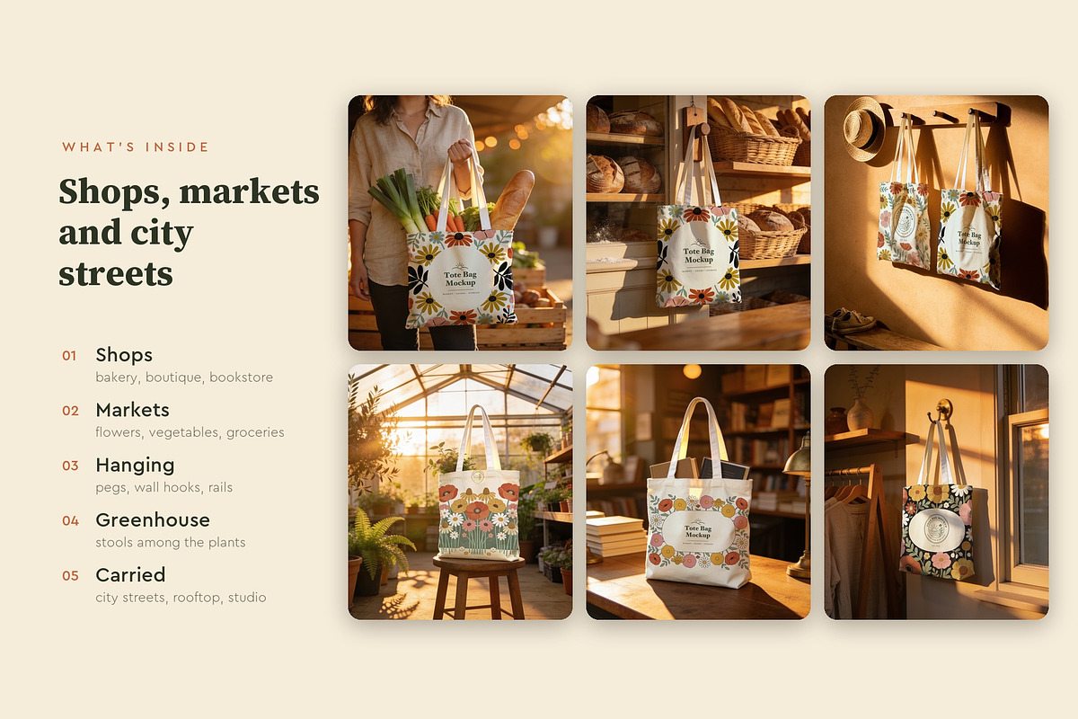 Tote Bag Golden Hour Mockups Vol. 1, a Merchandise Mockup by Motion-Box (Photo 2 of 4)