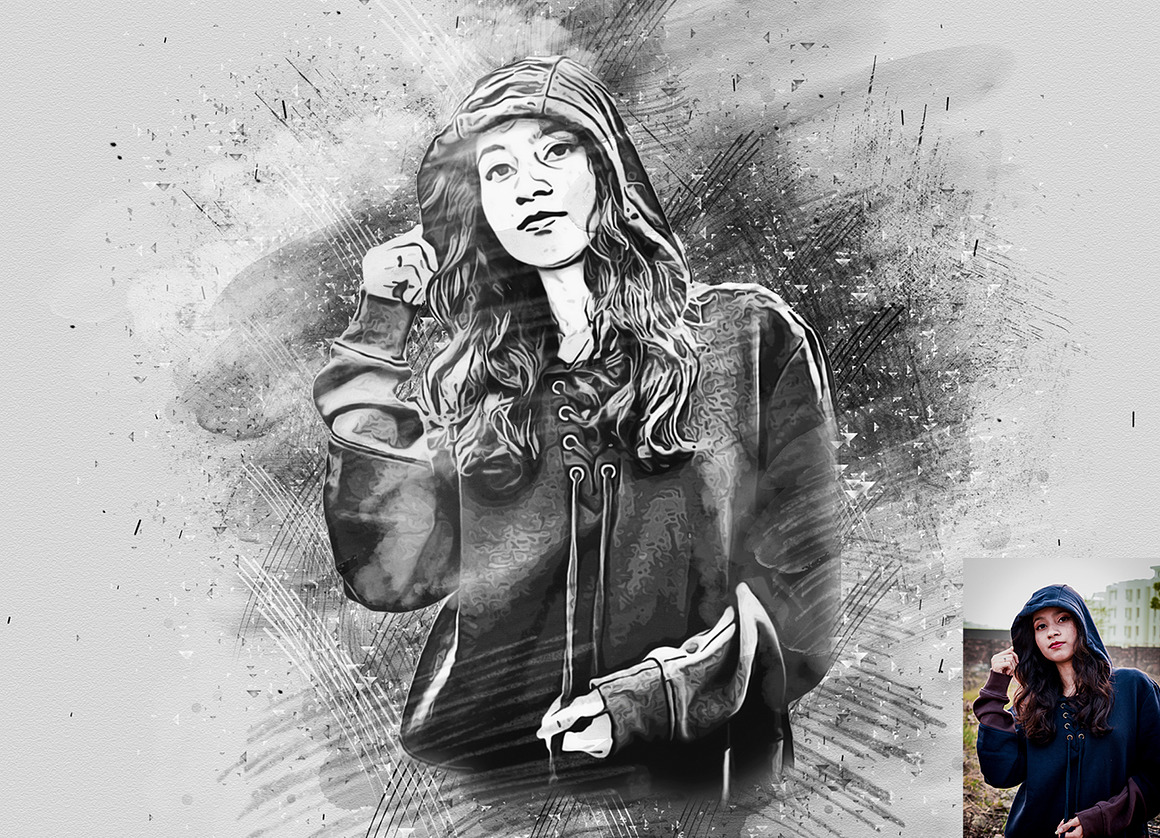 Portrait Sketch Photoshop Action, an Action Add-On by Studio Retouch (Photo 2 of 10)