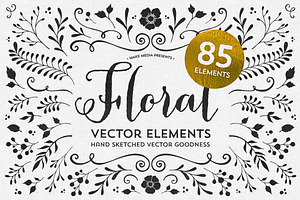 85 Hand Sketched Floral Vectors