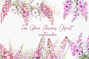 Watercolor Flowers Clipart Foxglove