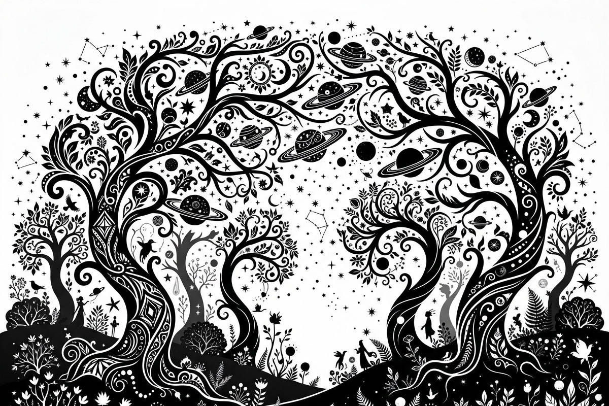 50 Mystical Galaxy Forest Silhouette, a Technology Illustration by Amazin_art (Photo 5 of 41)
