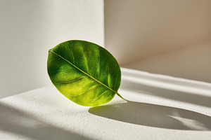 Single green leaf in soft light, a Nature Photo by AlyaAnd