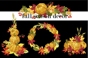 Set With Autumn Decor Elements