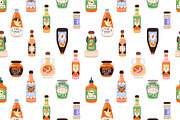 Spicy sauces set + seamless patterns, a Food Illustration by PaperTrident (Thumbnail 2 of 4)