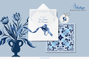 Vintage Bouquets In Delft Blue, a Decorative Illustration by Collection by VY (Thumbnail 3 of 12)