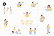 Office Working Illustration, an Object Graphic by Jump Studio (Thumbnail 1 of 12)