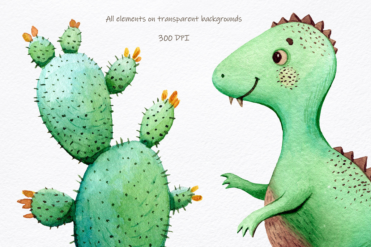 Watercolor Dinosaurs Collection, a Decorative Illustration by MariArtySpace (Photo 9 of 12)